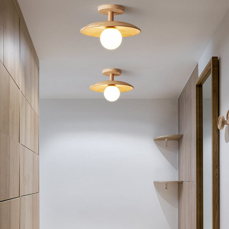 Sovrik Träkuppel 1-Lampe Halv-innfelt Taklampe