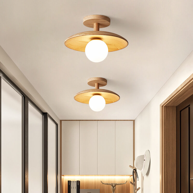 Sovrik Träkuppel 1-Lampe Halv-innfelt Taklampe