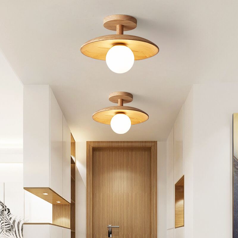 Sovrik Träkuppel 1-Lampe Halv-innfelt Taklampe