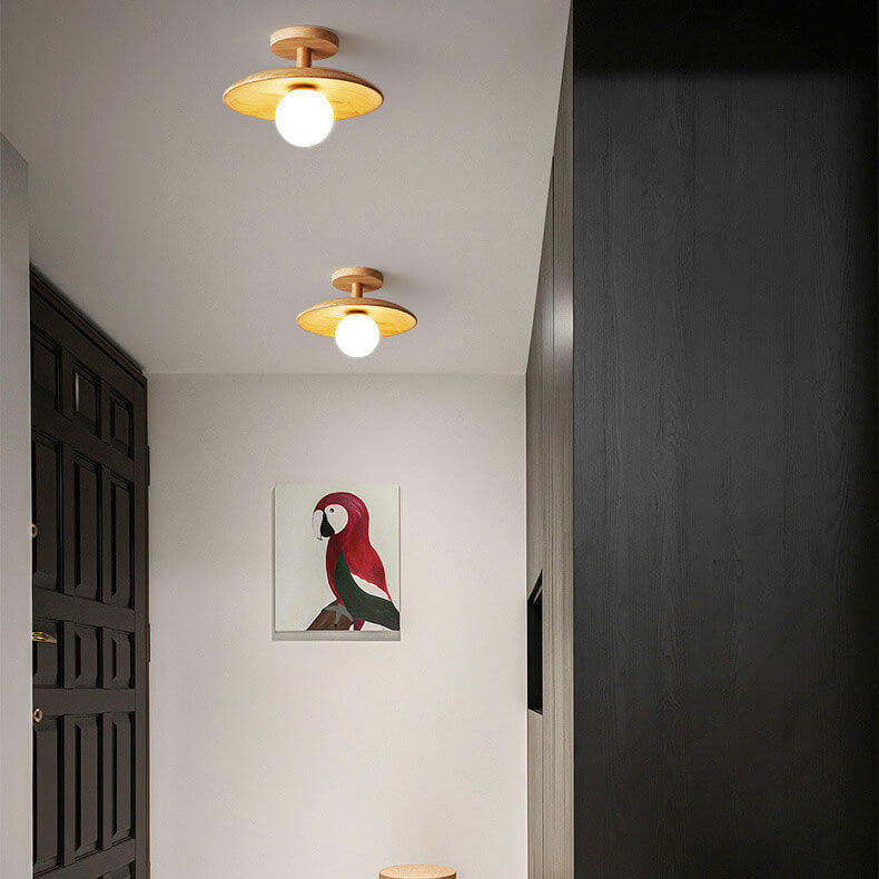 Sovrik Träkuppel 1-Lampe Halv-innfelt Taklampe