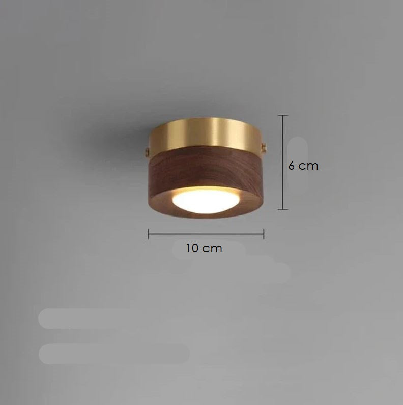 Sovrik – Taklampe laget av valnøtttre med LED-spotlight