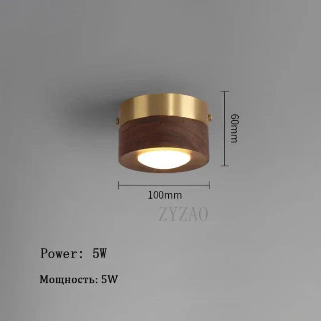 Sovrik - Valnøtt Taklampe med LED Spotlights