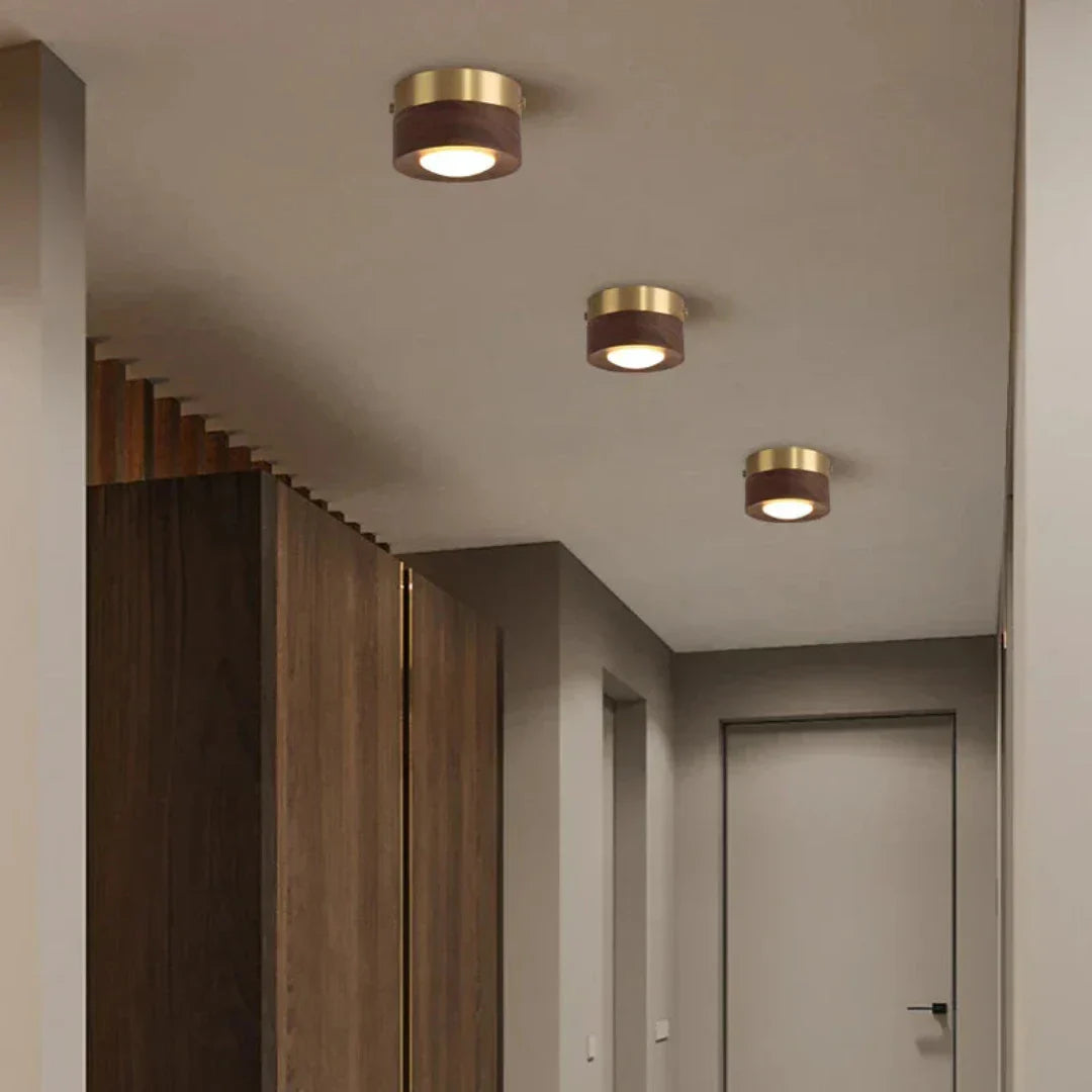 Sovrik - Valnøtt Taklampe med LED Spotlights