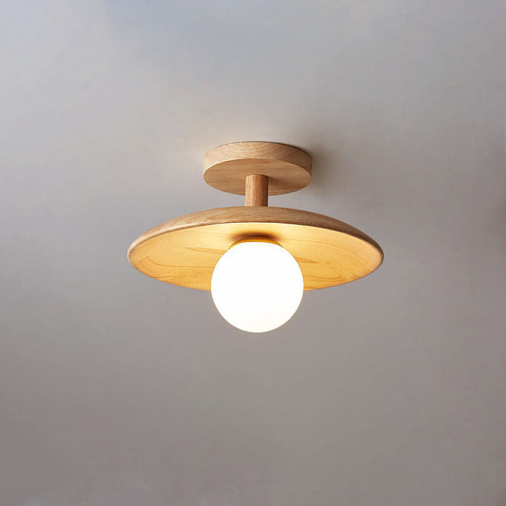 Sovrik Träkuppel 1-Lampe Halv-innfelt Taklampe