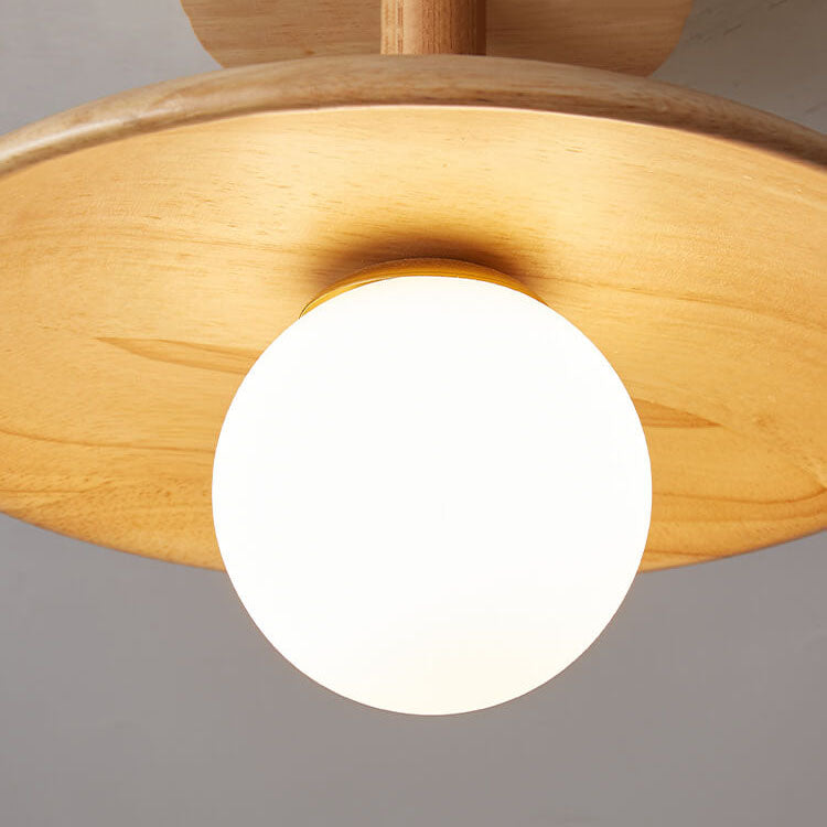Sovrik Träkuppel 1-Lampe Halv-innfelt Taklampe