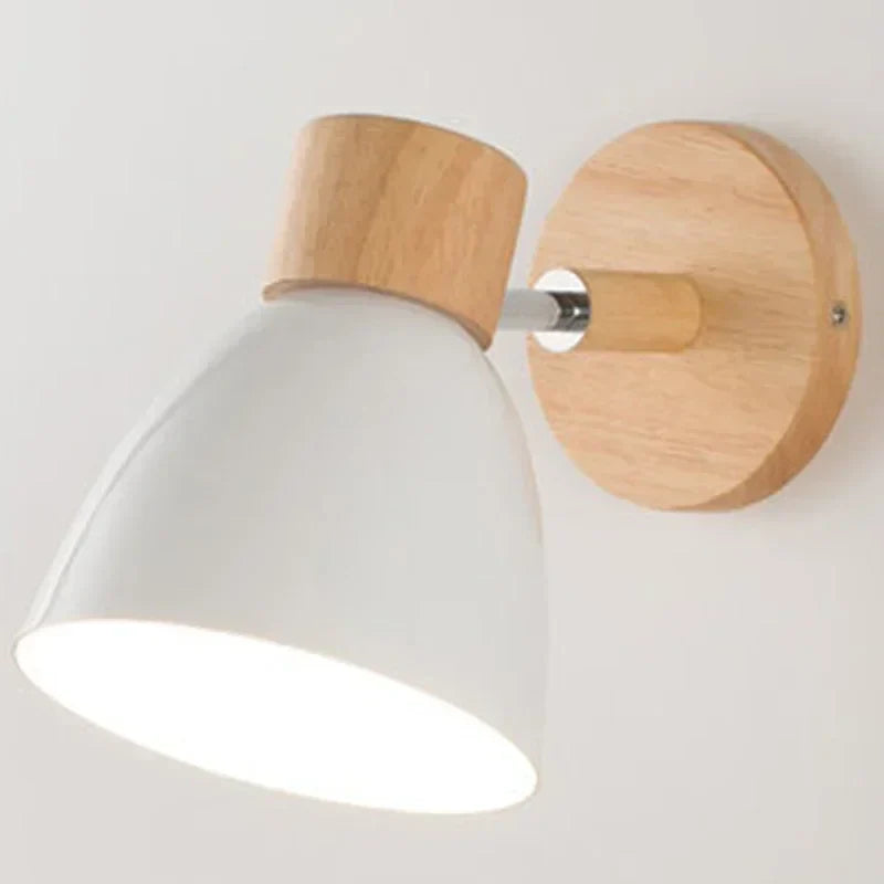 Sovrik Trevegglampe med bryter – Moderne vegglampe for soverom, stue og bolvbelysning, 6-fargers justerbar hode
