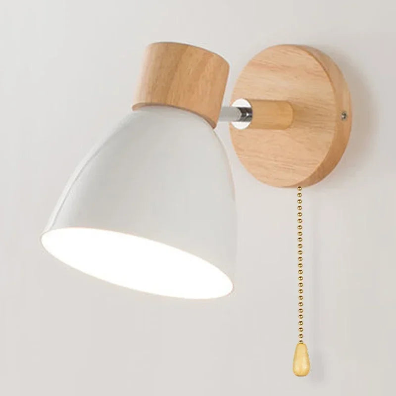 Sovrik Trevegglampe med bryter – Moderne vegglampe for soverom, stue og bolvbelysning, 6-fargers justerbar hode