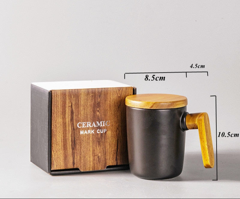 Gavepakke, Trehåndtak med lokk, Kaffekopp for elskere, Kaffe kopper, Keramikk kaffe kopp, Kopp-sett, Kaffe kopp av tre