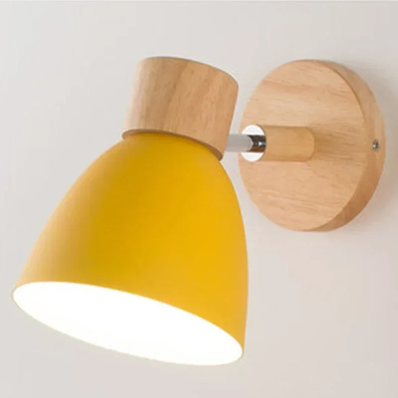 Sovrik Trevegglampe med bryter – Moderne vegglampe for soverom, stue og bolvbelysning, 6-fargers justerbar hode