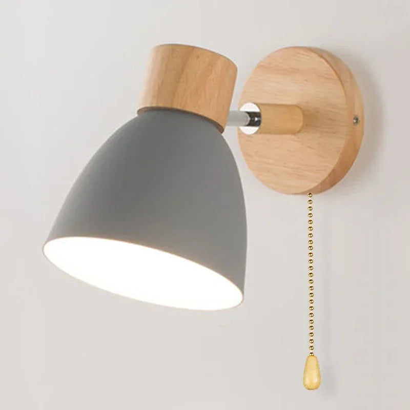 Sovrik Trevegglampe med bryter – Moderne vegglampe for soverom, stue og bolvbelysning, 6-fargers justerbar hode