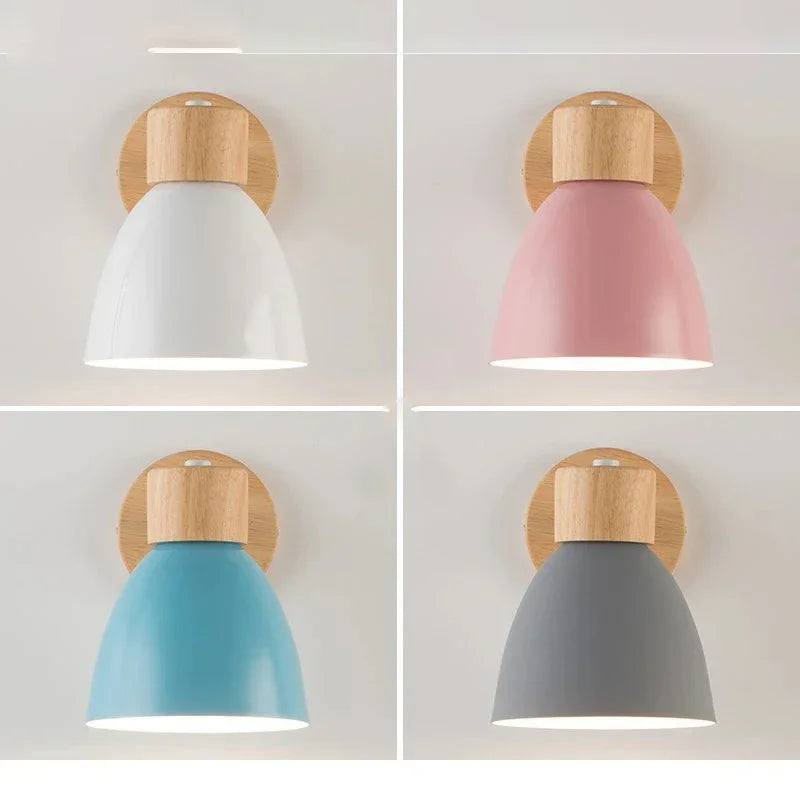 Sovrik Trevegglampe med bryter – Moderne vegglampe for soverom, stue og bolvbelysning, 6-fargers justerbar hode