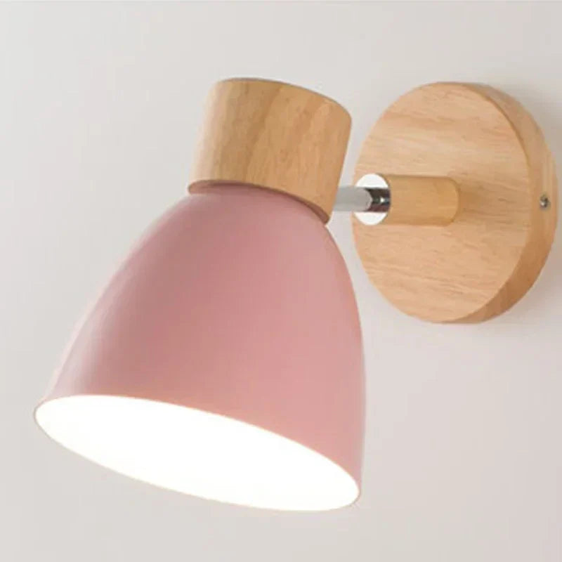 Sovrik Trevegglampe med bryter – Moderne vegglampe for soverom, stue og bolvbelysning, 6-fargers justerbar hode
