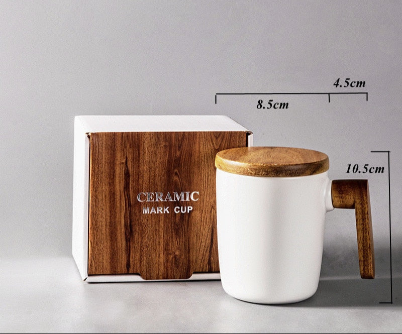 Gavepakke, Trehåndtak med lokk, Kaffekopp for elskere, Kaffe kopper, Keramikk kaffe kopp, Kopp-sett, Kaffe kopp av tre