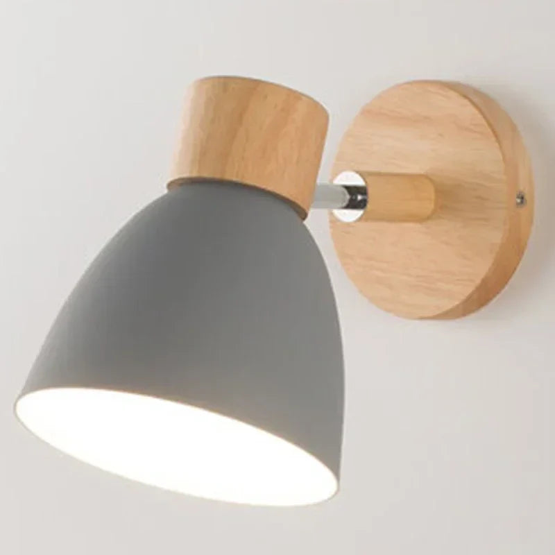 Sovrik Trevegglampe med bryter – Moderne vegglampe for soverom, stue og bolvbelysning, 6-fargers justerbar hode