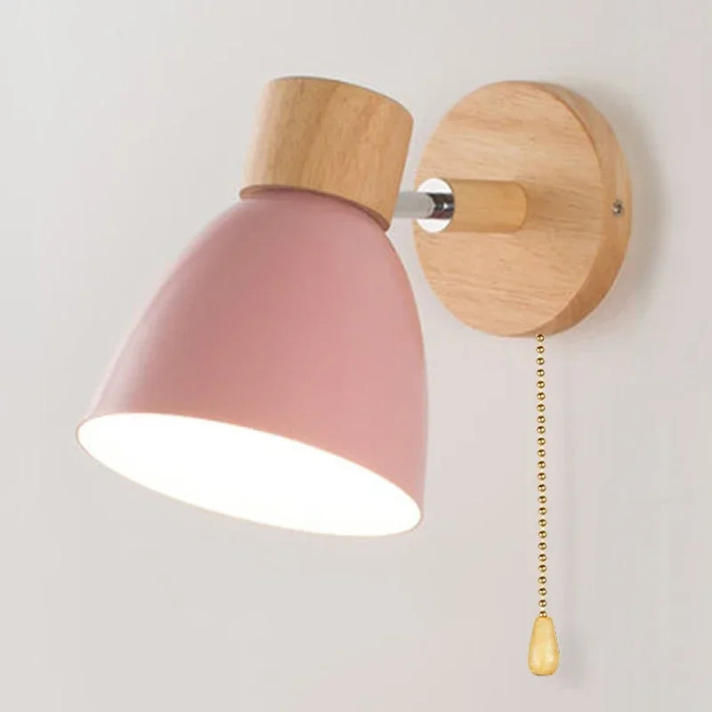 Sovrik Trevegglampe med bryter – Moderne vegglampe for soverom, stue og bolvbelysning, 6-fargers justerbar hode