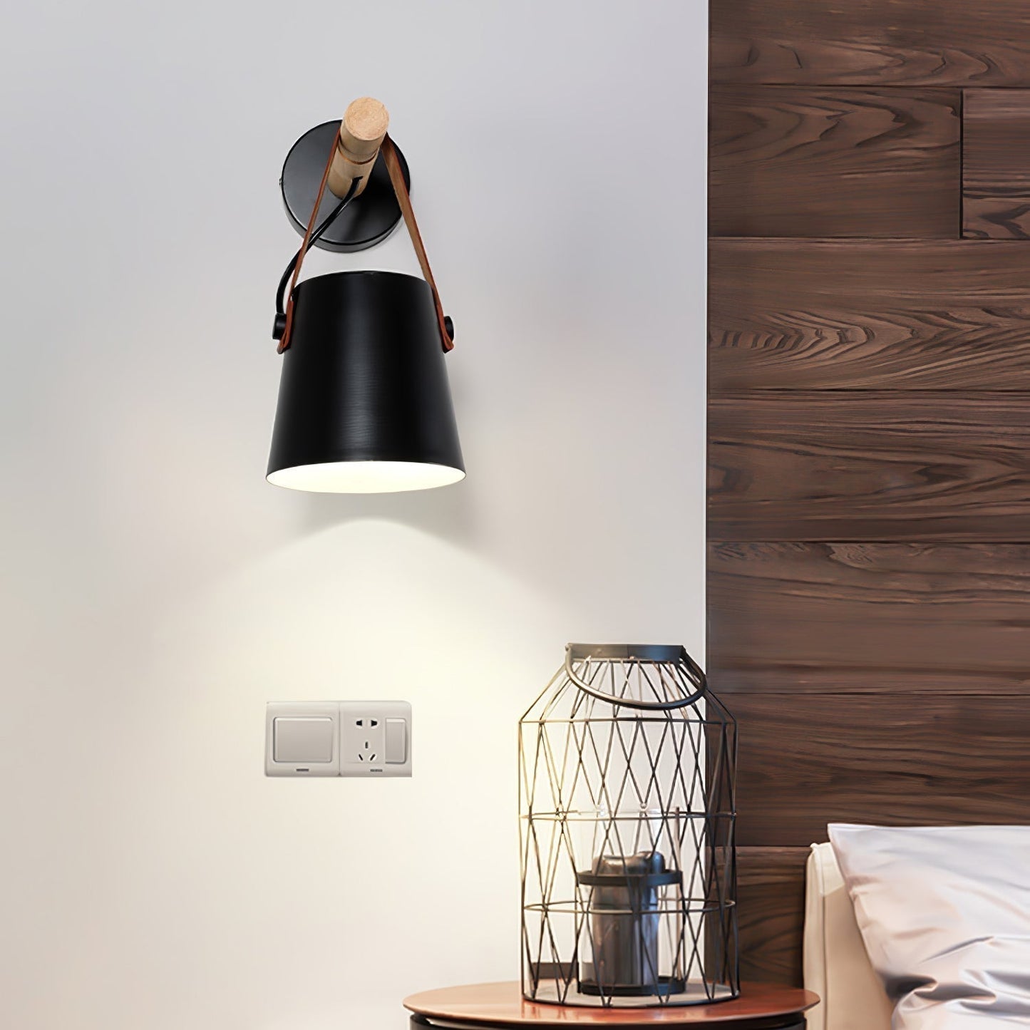 Sovrik Konisk Vegglampe i Tre | Moderne Design | Miljøvennlig | Dekor for Hjemmet