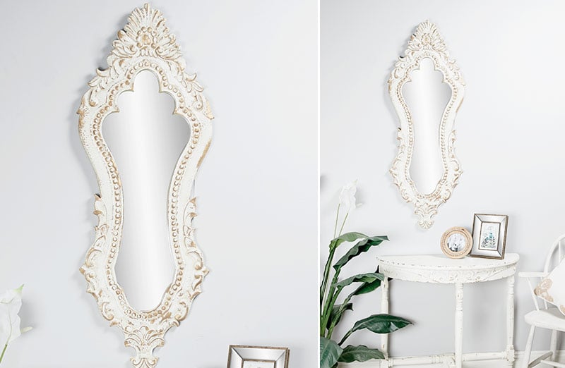 *STOR* 50" HØY Ornate Carved Wooden Mirror