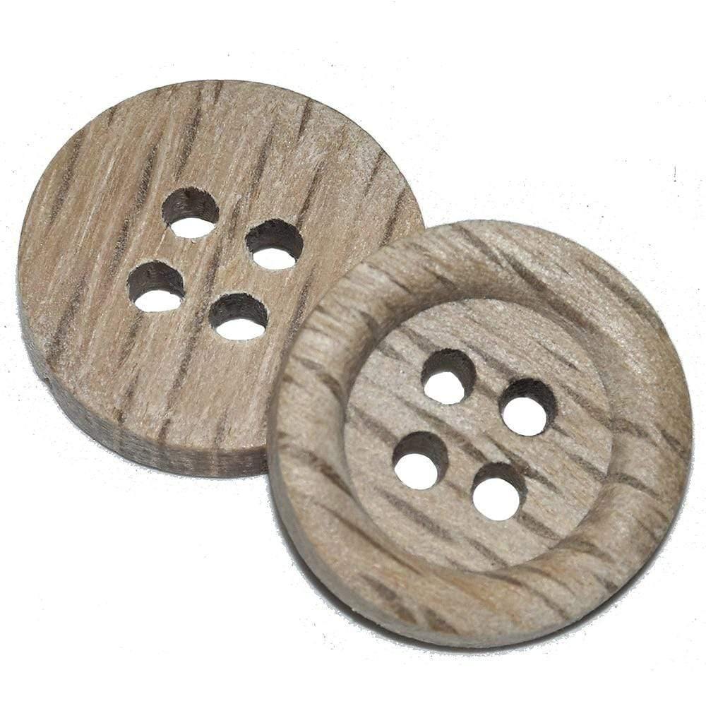 Sovrik biter 30 biter naturlig farge kastanjetre teksturert treknapper 15-30mm sy scrapbooking for klær håndlaget 4 hull knapp