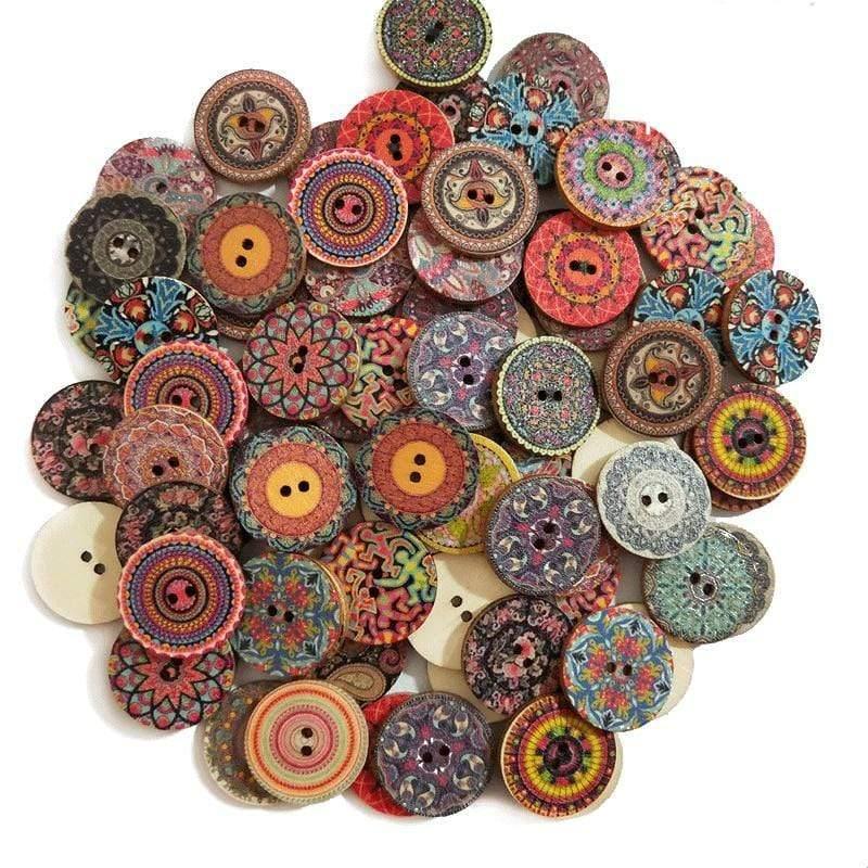 Sovrik-25mm 50 stk retro treknapper 2 hull for håndverk søm scrapbooking klær knapper DIY håndverks tilbehør gavekort dekor
