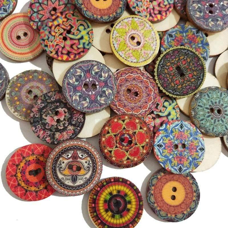 Sovrik-25mm 50 stk retro treknapper 2 hull for håndverk søm scrapbooking klær knapper DIY håndverks tilbehør gavekort dekor
