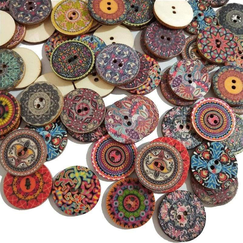 Sovrik-25mm 50 stk retro treknapper 2 hull for håndverk søm scrapbooking klær knapper DIY håndverks tilbehør gavekort dekor