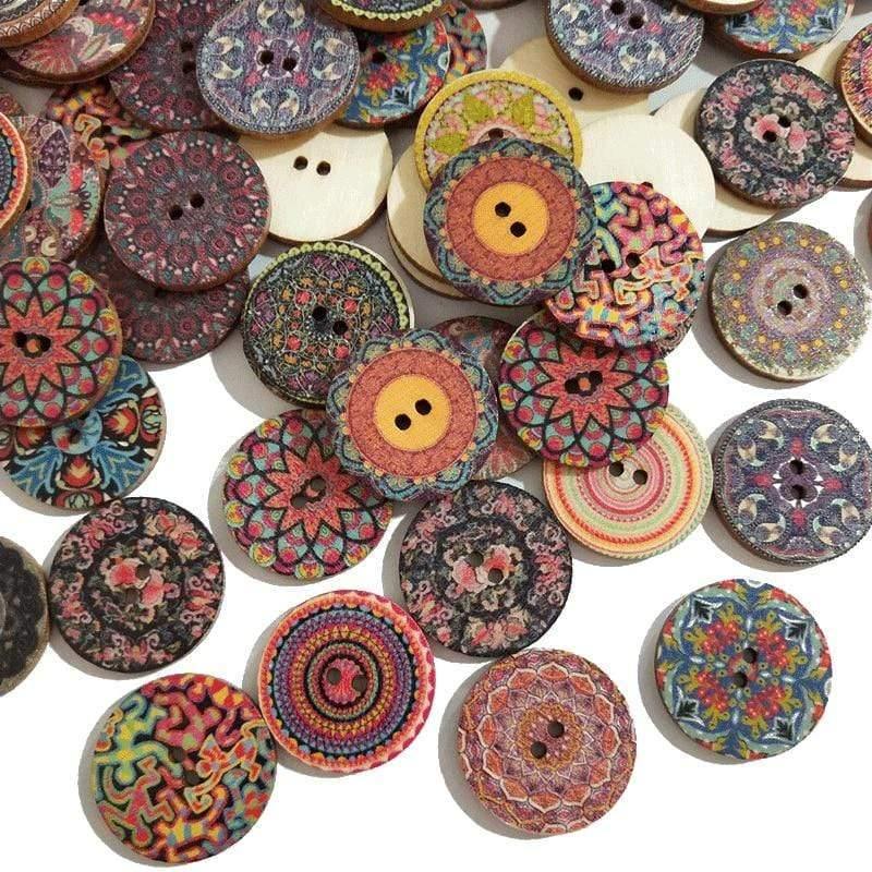 Sovrik-25mm 50 stk retro treknapper 2 hull for håndverk søm scrapbooking klær knapper DIY håndverks tilbehør gavekort dekor