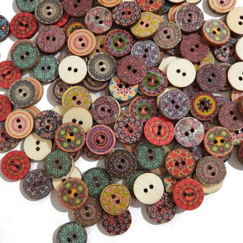 Sovrik-25mm 50 stk retro treknapper 2 hull for håndverk søm scrapbooking klær knapper DIY håndverks tilbehør gavekort dekor