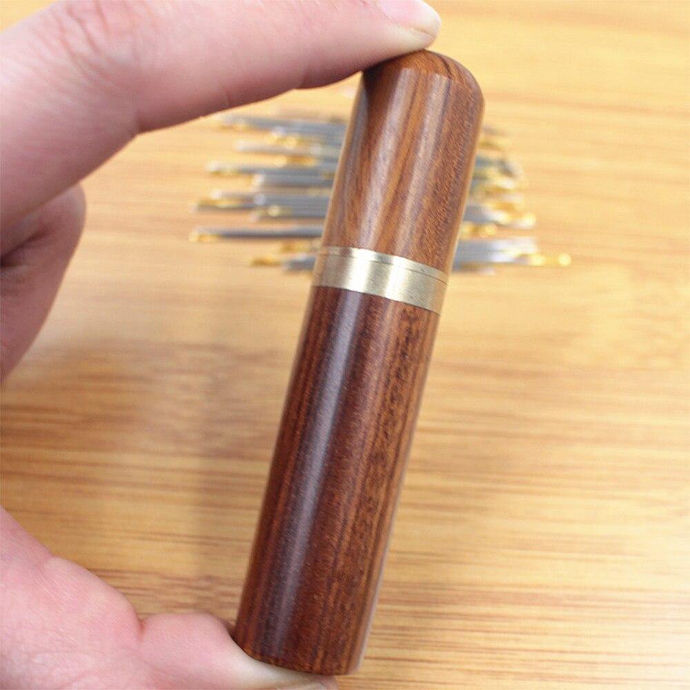 Sovrik Sy Nåler Holder Oppbevaringsrør Treboks Håndsy Nåler Etui Lær Strikking Broderi Reparasjon Nåler Beholder (Tilfeldig)
