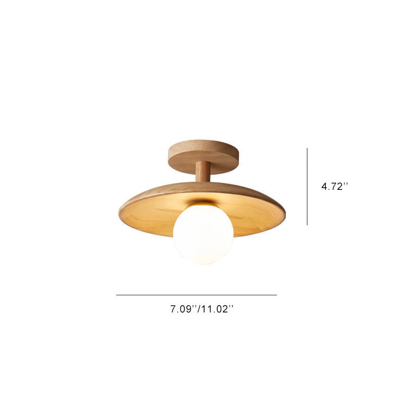 Sovrik Träkuppel 1-Lampe Halv-innfelt Taklampe
