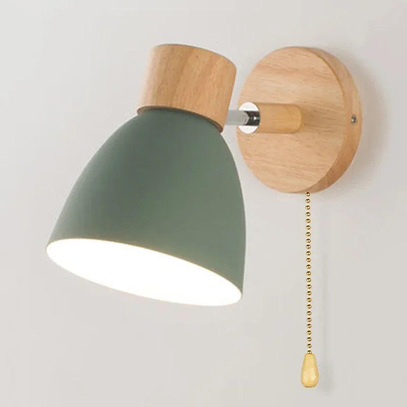 Sovrik Trevegglampe med bryter – Moderne vegglampe for soverom, stue og bolvbelysning, 6-fargers justerbar hode